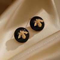 1 Pair Ig Style Bee Enamel Plating Copper 18k Gold Plated Ear Studs main image 1