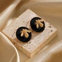 1 Pair Ig Style Bee Enamel Plating Copper 18k Gold Plated Ear Studs main image 4
