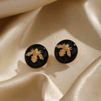 1 Pair Ig Style Bee Enamel Plating Copper 18k Gold Plated Ear Studs main image 6