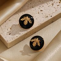 1 Pair Ig Style Bee Enamel Plating Copper 18k Gold Plated Ear Studs main image 2