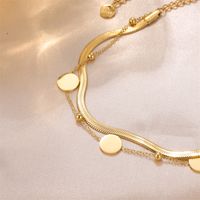 Vintage Style Solid Color Stainless Steel Plating 18k Gold Plated Women's Anklet main image 6