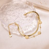 Vintage Style Solid Color Stainless Steel Plating 18k Gold Plated Women's Anklet main image 4