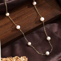 Ig Style Sweet Solid Color Copper 18k Gold Plated Freshwater Pearl Necklace In Bulk main image 1