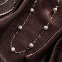 Ig Style Sweet Solid Color Copper 18k Gold Plated Freshwater Pearl Necklace In Bulk main image 4