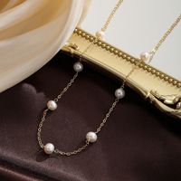 Ig Style Sweet Solid Color Copper 18k Gold Plated Freshwater Pearl Necklace In Bulk main image 2