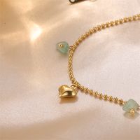 Fairy Style Sweet Artistic Heart Shape Stainless Steel Natural Stone Plating 18k Gold Plated Women's Anklet main image 3