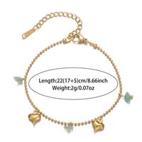 Fairy Style Sweet Artistic Heart Shape Stainless Steel Natural Stone Plating 18k Gold Plated Women's Anklet main image 4