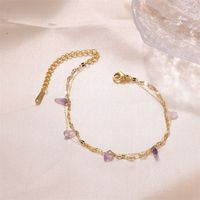 Fairy Style Sweet Artistic Irregular Stainless Steel Natural Stone Plating 18k Gold Plated Women's Anklet main image 6
