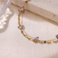 Fairy Style Sweet Artistic Irregular Stainless Steel Natural Stone Plating 18k Gold Plated Women's Anklet main image 5