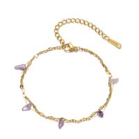 Cute Wedding Pastoral Heart Shape Stainless Steel Asymmetrical Plating 18k Gold Plated Women's Anklet main image 3