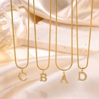 Sweet Simple Style Artistic Letter Stainless Steel Plating Inlay Artificial Diamond 18k Gold Plated Pendant Necklace main image 6