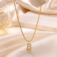 Sweet Simple Style Artistic Letter Stainless Steel Plating Inlay Artificial Diamond 18k Gold Plated Pendant Necklace sku image 8
