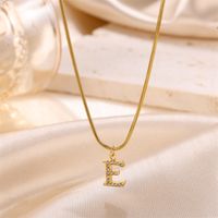 Sweet Simple Style Artistic Letter Stainless Steel Plating Inlay Artificial Diamond 18k Gold Plated Pendant Necklace sku image 3