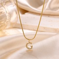Sweet Simple Style Artistic Letter Stainless Steel Plating Inlay Artificial Diamond 18k Gold Plated Pendant Necklace sku image 5