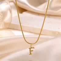 Sweet Simple Style Artistic Letter Stainless Steel Plating Inlay Artificial Diamond 18k Gold Plated Pendant Necklace sku image 4