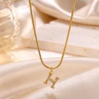 Sweet Simple Style Artistic Letter Stainless Steel Plating Inlay Artificial Diamond 18k Gold Plated Pendant Necklace sku image 6