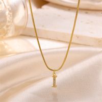 Sweet Simple Style Artistic Letter Stainless Steel Plating Inlay Artificial Diamond 18k Gold Plated Pendant Necklace sku image 10