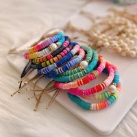 Vacation Colorful Freshwater Pearl Soft Clay Beaded Knitting Plating Bracelets main image 1