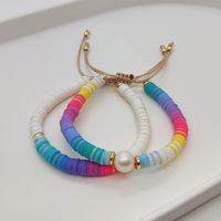 Vacation Colorful Freshwater Pearl Soft Clay Beaded Knitting Plating Bracelets main image 4