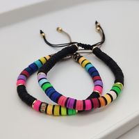 Vacation Colorful Freshwater Pearl Soft Clay Beaded Knitting Plating Bracelets sku image 2