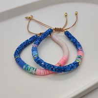 Vacation Colorful Freshwater Pearl Soft Clay Beaded Knitting Plating Bracelets sku image 1