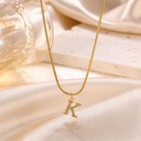 Sweet Simple Style Artistic Letter Stainless Steel Plating Inlay Artificial Diamond 18k Gold Plated Pendant Necklace sku image 12