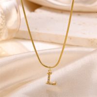 Sweet Simple Style Artistic Letter Stainless Steel Plating Inlay Artificial Diamond 18k Gold Plated Pendant Necklace sku image 10