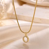 Sweet Simple Style Artistic Letter Stainless Steel Plating Inlay Artificial Diamond 18k Gold Plated Pendant Necklace sku image 15