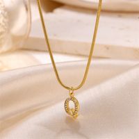 Sweet Simple Style Artistic Letter Stainless Steel Plating Inlay Artificial Diamond 18k Gold Plated Pendant Necklace sku image 17