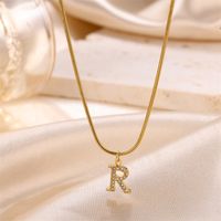 Sweet Simple Style Artistic Letter Stainless Steel Plating Inlay Artificial Diamond 18k Gold Plated Pendant Necklace sku image 16