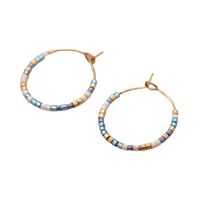 1 Paar Einfacher Stil Einfarbig Perlen Handgemacht Glas Reif Ohrringe main image 2