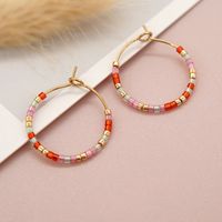 1 Paar Einfacher Stil Einfarbig Perlen Handgemacht Glas Reif Ohrringe sku image 1