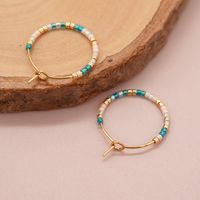 1 Paar Einfacher Stil Einfarbig Perlen Handgemacht Glas Reif Ohrringe sku image 2