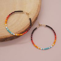 1 Pair Lady Gradient Color Beaded Glass Hoop Earrings main image 4