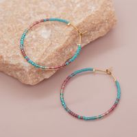 1 Pair Lady Gradient Color Beaded Glass Hoop Earrings main image 3