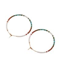 1 Pair Lady Gradient Color Beaded Glass Hoop Earrings main image 2