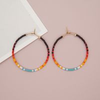 1 Pair Lady Gradient Color Beaded Glass Hoop Earrings sku image 1