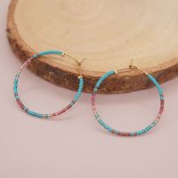 1 Pair Lady Gradient Color Beaded Glass Hoop Earrings sku image 2