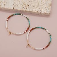 1 Pair Lady Gradient Color Beaded Glass Hoop Earrings sku image 3