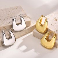 1 Pair Simple Style Solid Color Plating 304 Stainless Steel 18K Gold Plated Earrings main image 1