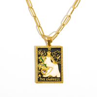 Hip-hop Tarot Stainless Steel Plating Inlay Zircon 18k Gold Plated Pendant Necklace sku image 1