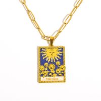 Hip-hop Tarot Stainless Steel Plating Inlay Zircon 18k Gold Plated Pendant Necklace sku image 2