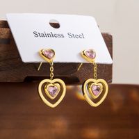 1 Pair Ig Style Elegant Sweet Heart Shape Plating Stainless Steel 18k Gold Plated Ear Studs main image 2