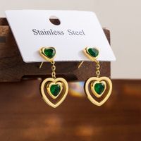 1 Pair Ig Style Elegant Sweet Heart Shape Plating Stainless Steel 18k Gold Plated Ear Studs sku image 2