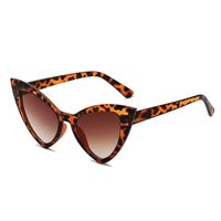 Retro Solid Color Leopard Ac Cat Eye Full Frame Women's Sunglasses sku image 6