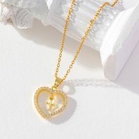 Sweet Heart Shape Copper Plating Inlay Zircon Pendant Necklace sku image 2