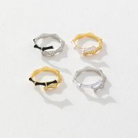 Retro Bamboo Copper Enamel Plating Inlay Zircon Open Rings main image 5