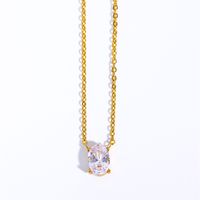 Großhandel Lässig Einfacher Stil Pendeln Geometrisch Kupfer Überzug Inlay Künstlicher Kristall Halskette Mit Anhänger sku image 6