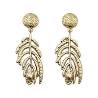 1 Pair Elegant Vintage Style Luxurious Feather Plating 304 Stainless Steel Gold Plated Drop Earrings main image 2