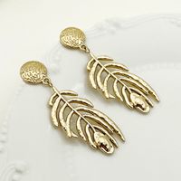 1 Pair Elegant Vintage Style Luxurious Feather Plating 304 Stainless Steel Gold Plated Drop Earrings main image 3
